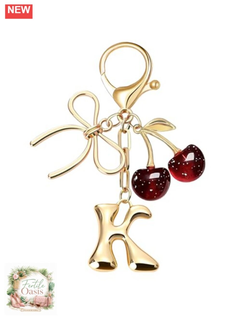 Bubble Letter Initial Keychain Charm Alloy Cute Bag Charms
